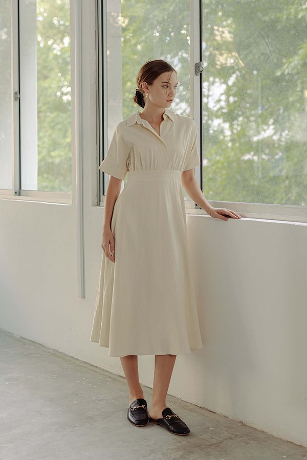 CLARIN FIT & FLARE COLLARED MAXI DRESS