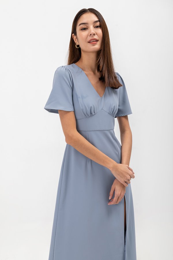 ISHA FLUTTER SLEEVE MAXI DRESS W SLIT