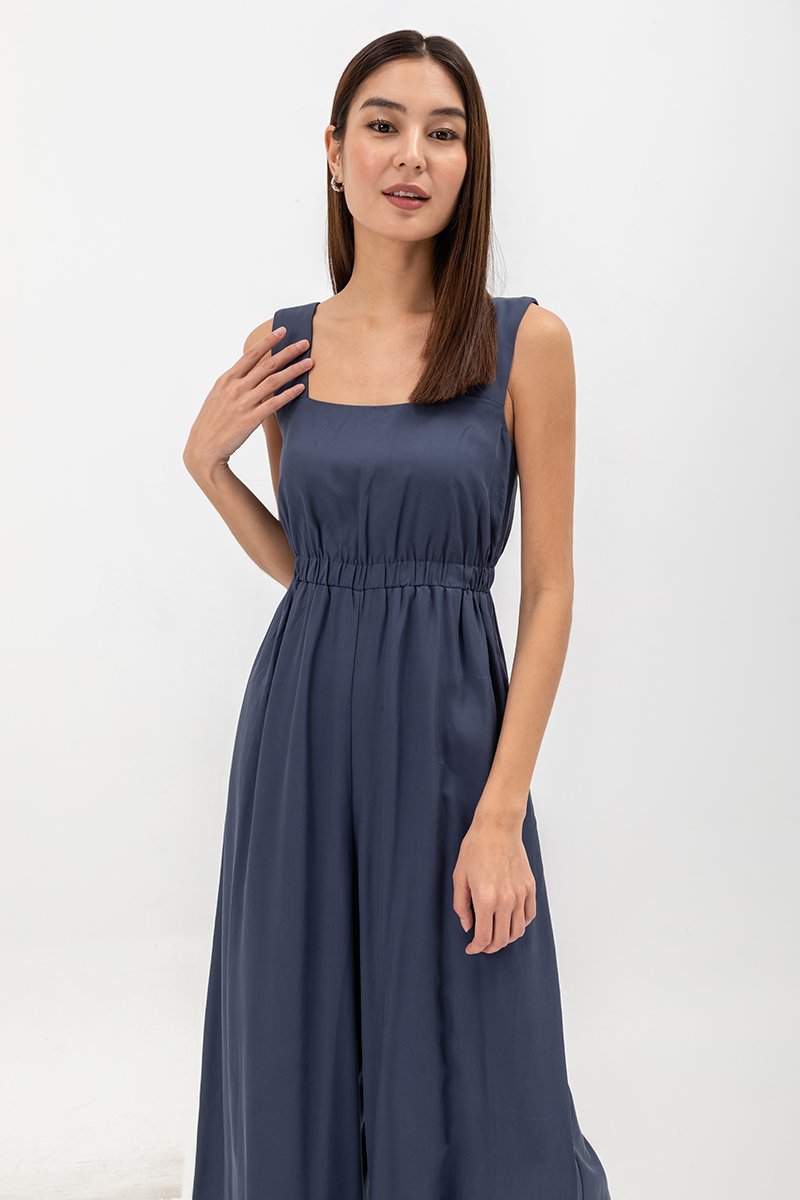 TYRA TENCEL ELASTIC WAISTBAND JUMPSUIT 