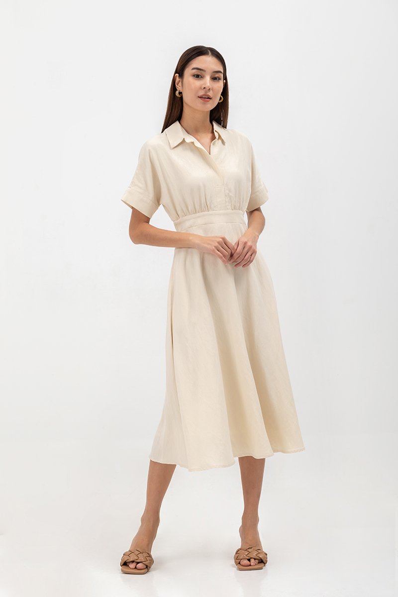 CLARIN FIT & FLARE COLLARED MAXI DRESS