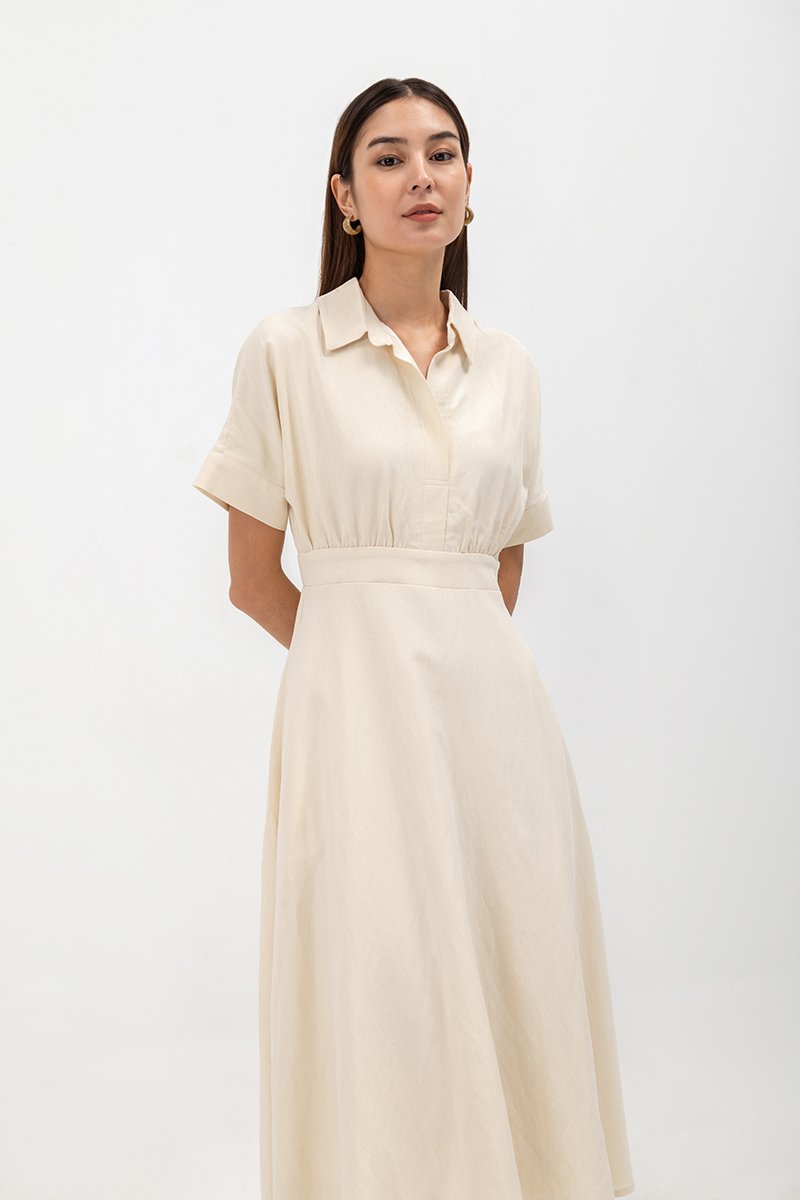 CLARIN FIT & FLARE COLLARED MAXI DRESS