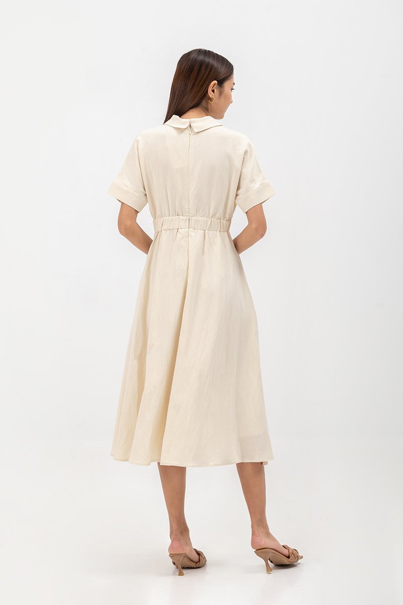 CLARIN FIT & FLARE COLLARED MAXI DRESS