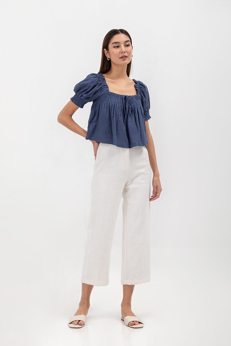 IRENE PUFF SLEEVE SMOCKED BABYDOLL TOP IRENE PUFF SLEEVE SMOCKED BABYDOLL TOP