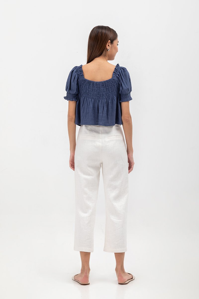 IRENE PUFF SLEEVE SMOCKED BABYDOLL TOP IRENE PUFF SLEEVE SMOCKED BABYDOLL TOP