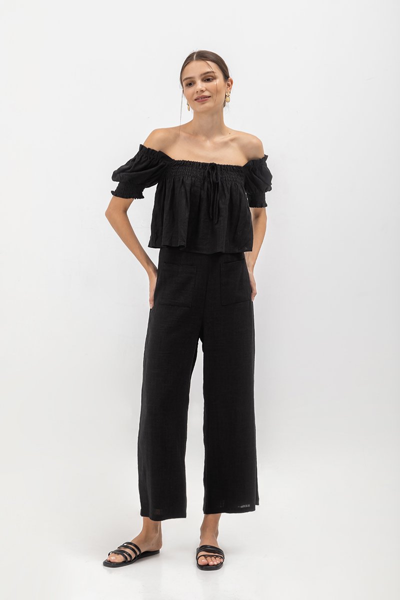 ROSALIA LINEN PATCH POCKET PANTS