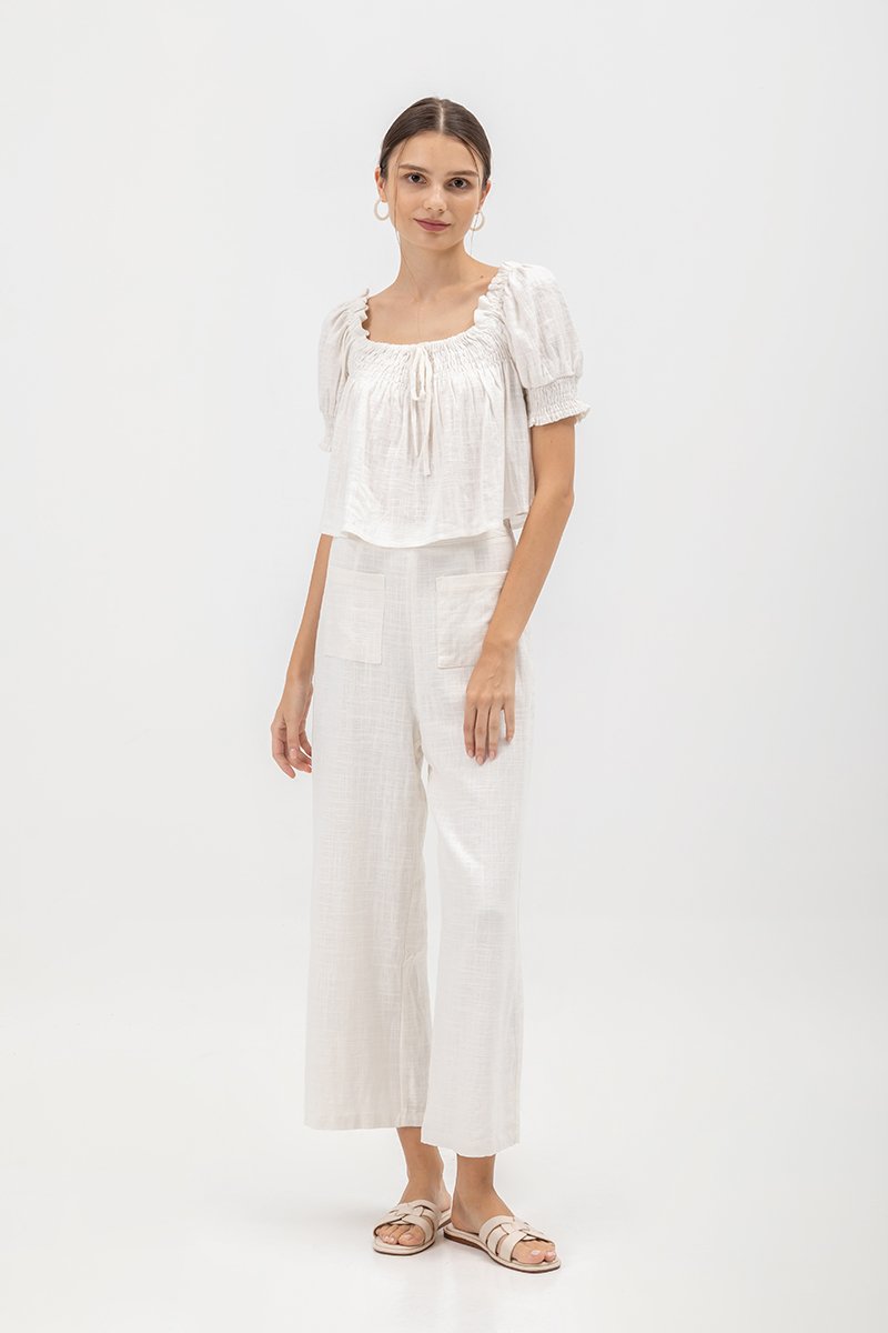ROSALIA LINEN PATCH POCKET PANTS