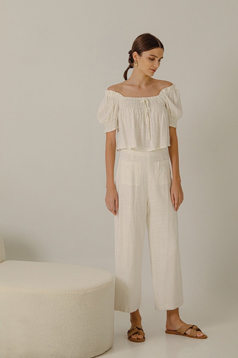 ROSALIA LINEN PATCH POCKET PANTS