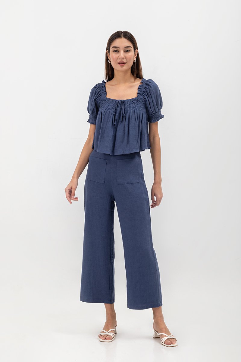 ROSALIA LINEN PATCH POCKET PANTS