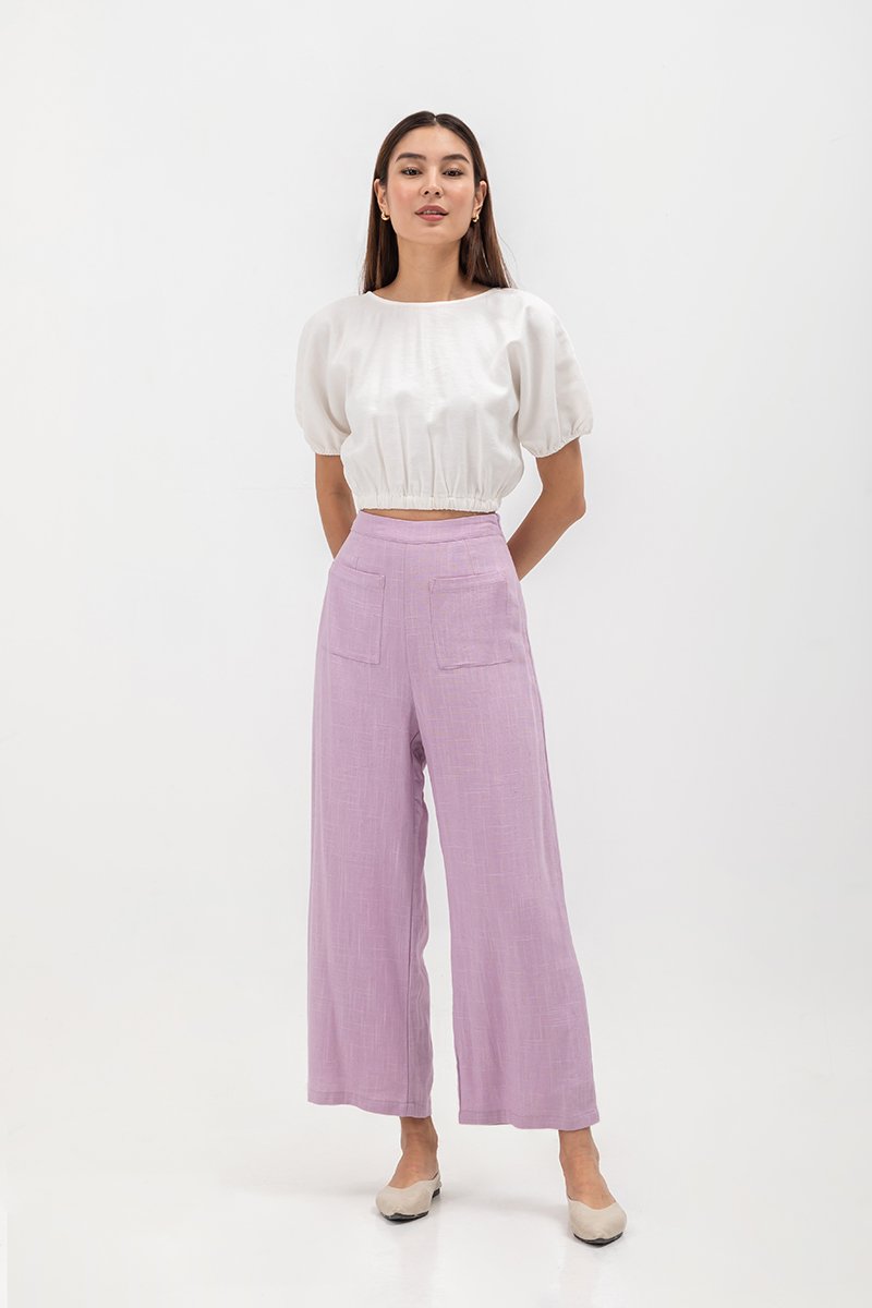 ROSALIA LINEN PATCH POCKET PANTS