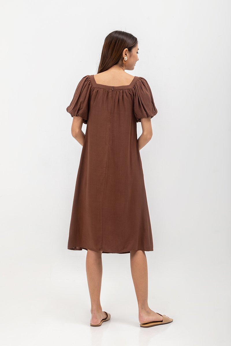 KRISTA BUTTONDOWN LINEN MIDI DRESS