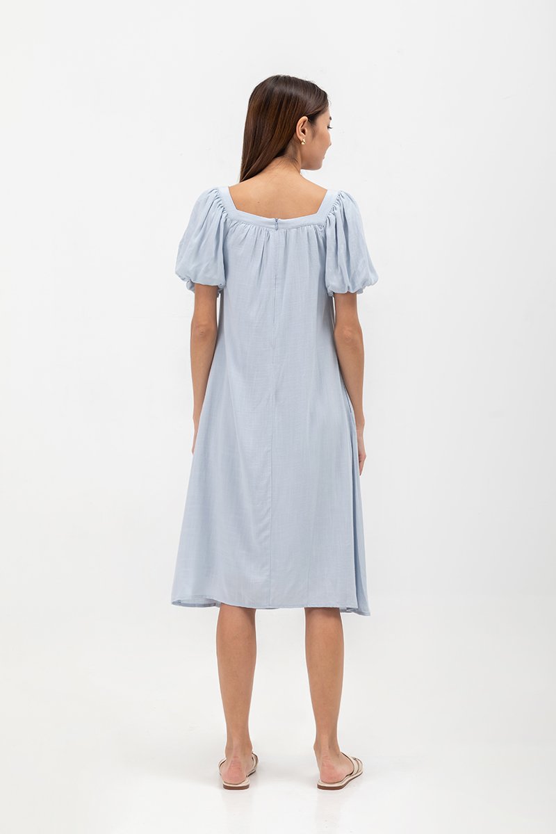 KRISTA BUTTONDOWN LINEN MIDI DRESS