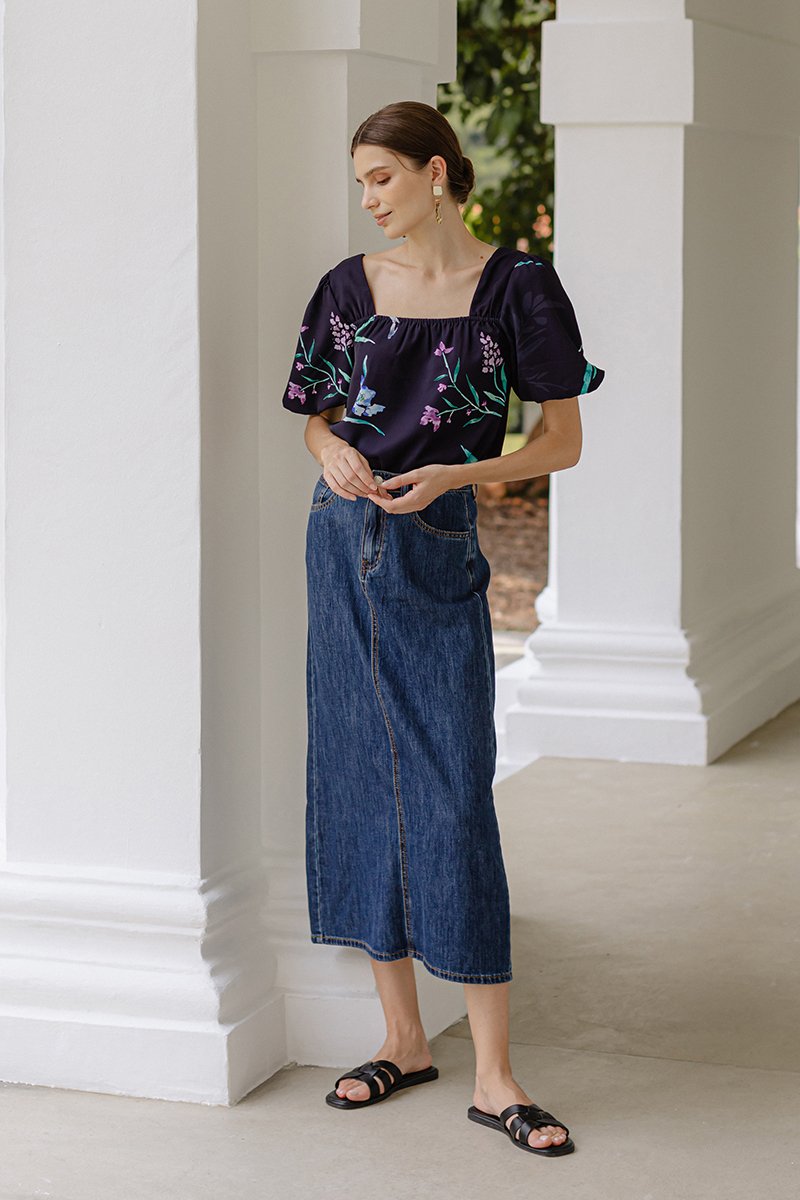 DEVIKA DENIM MIDI SKIRT