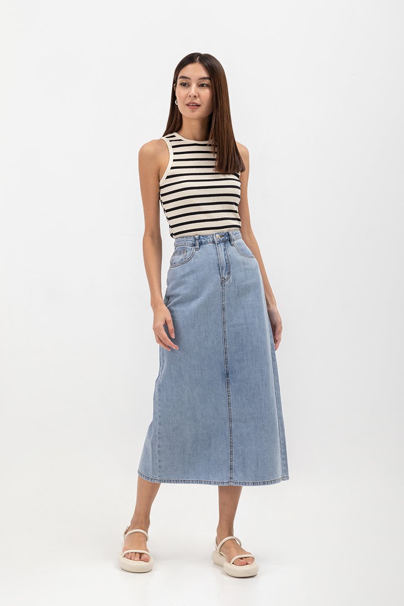 DEVIKA DENIM MIDI SKIRT