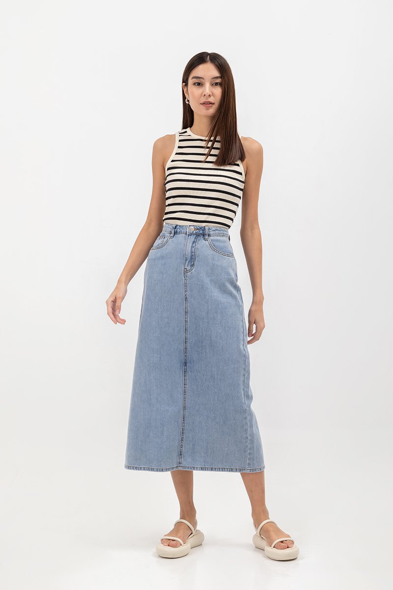 DEVIKA DENIM MIDI SKIRT