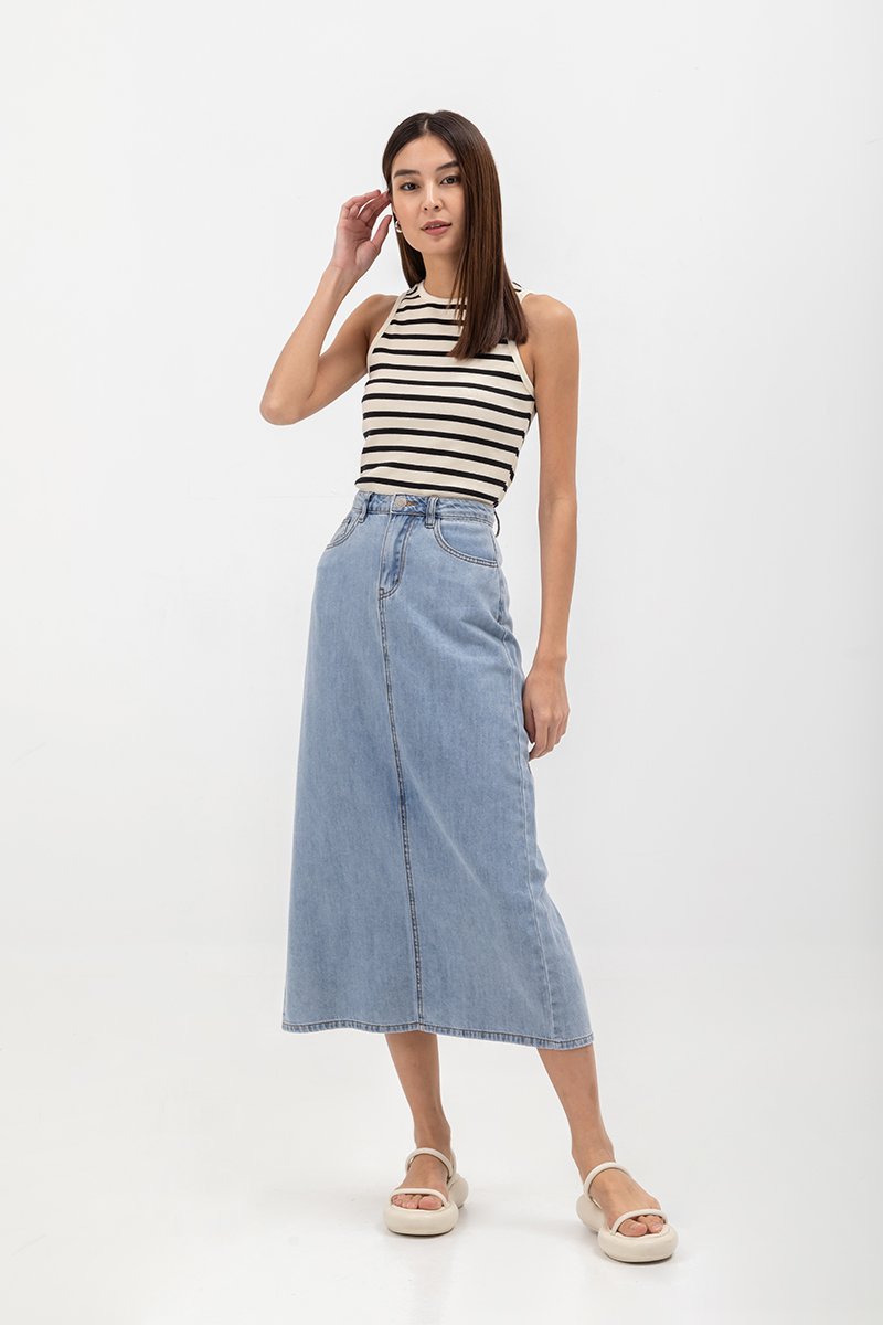 DEVIKA DENIM MIDI SKIRT