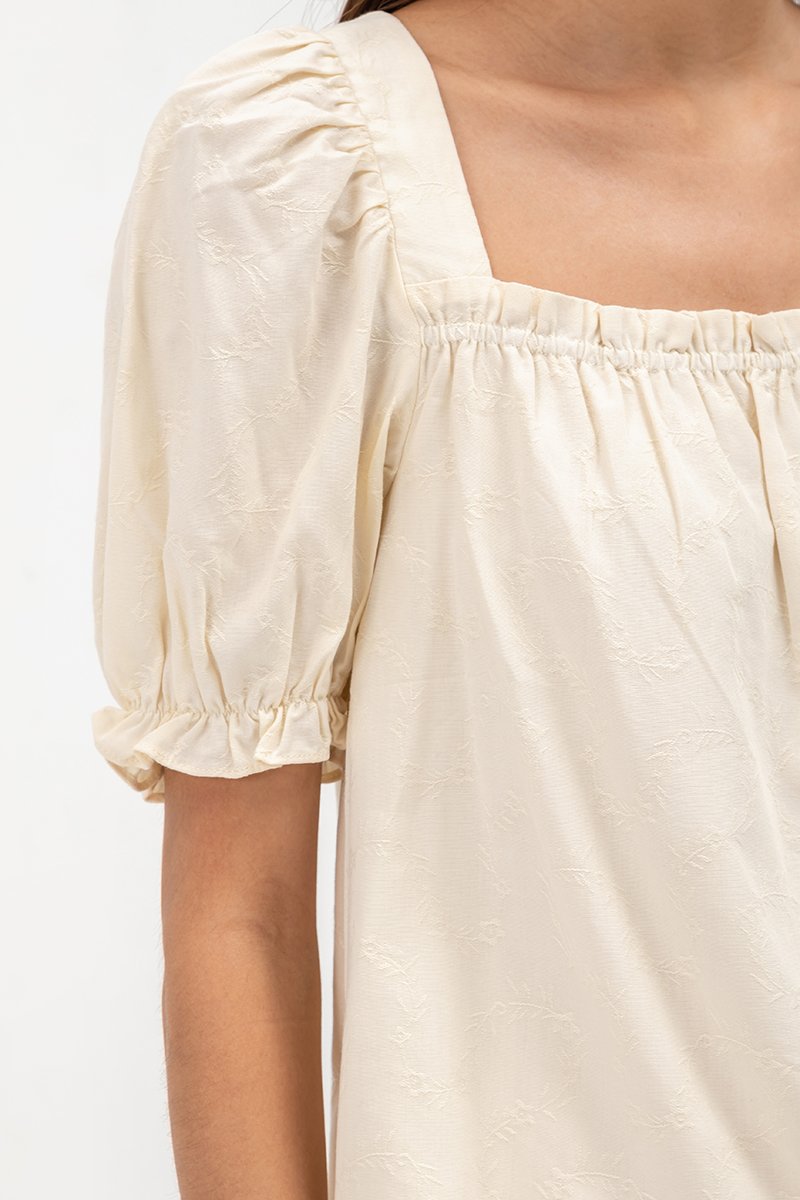 AEYA PUFF SLEEVE SQUARENECK COTTON TOP