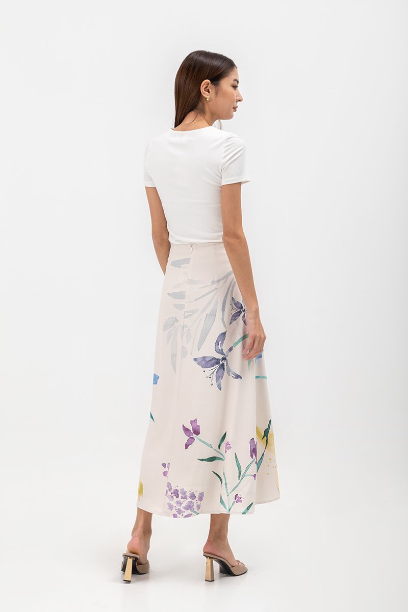 JOHARI FLORAL PRINT BIAS CUT MAXI SLIP SKIRT