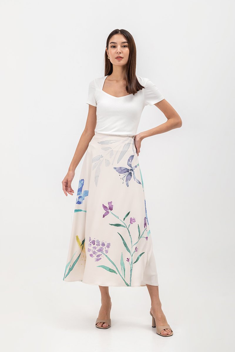 JOHARI FLORAL PRINT BIAS CUT MAXI SLIP SKIRT