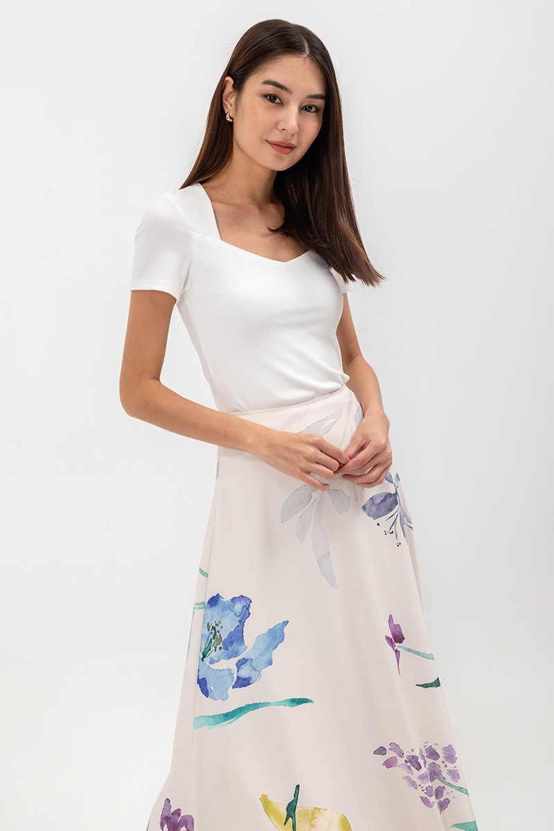 JOHARI FLORAL PRINT BIAS CUT MAXI SLIP SKIRT