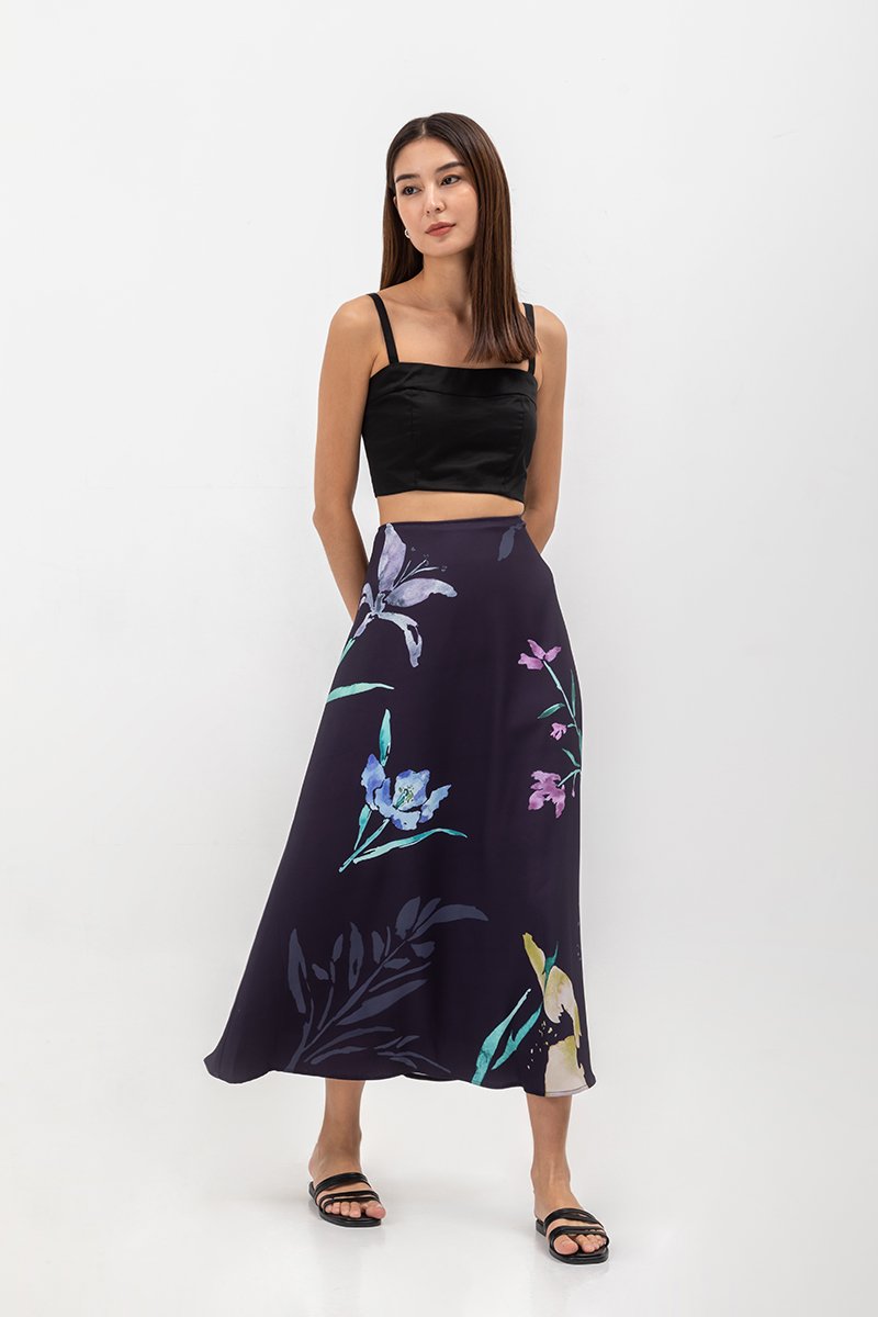 JOHARI FLORAL PRINT BIAS CUT MAXI SLIP SKIRT