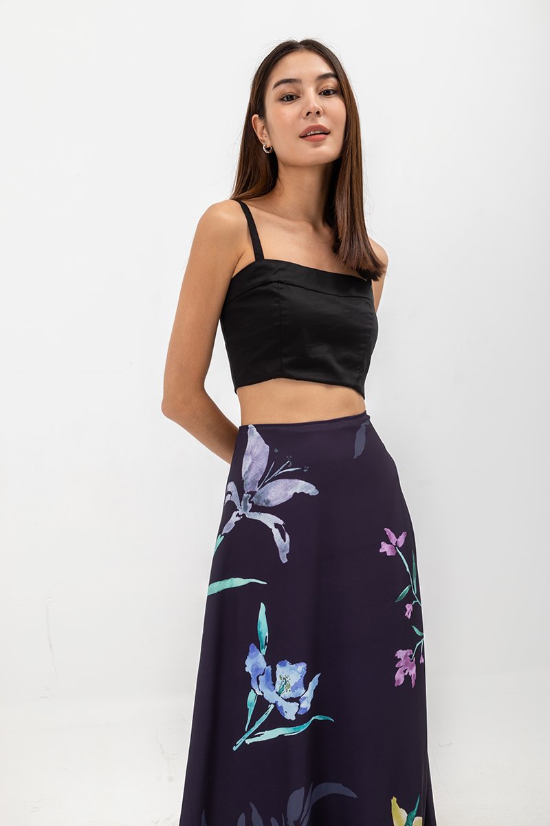 JOHARI FLORAL PRINT BIAS CUT MAXI SLIP SKIRT