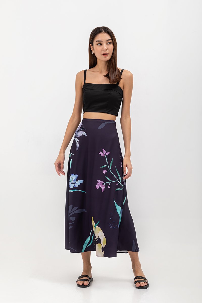 JOHARI FLORAL PRINT BIAS CUT MAXI SLIP SKIRT
