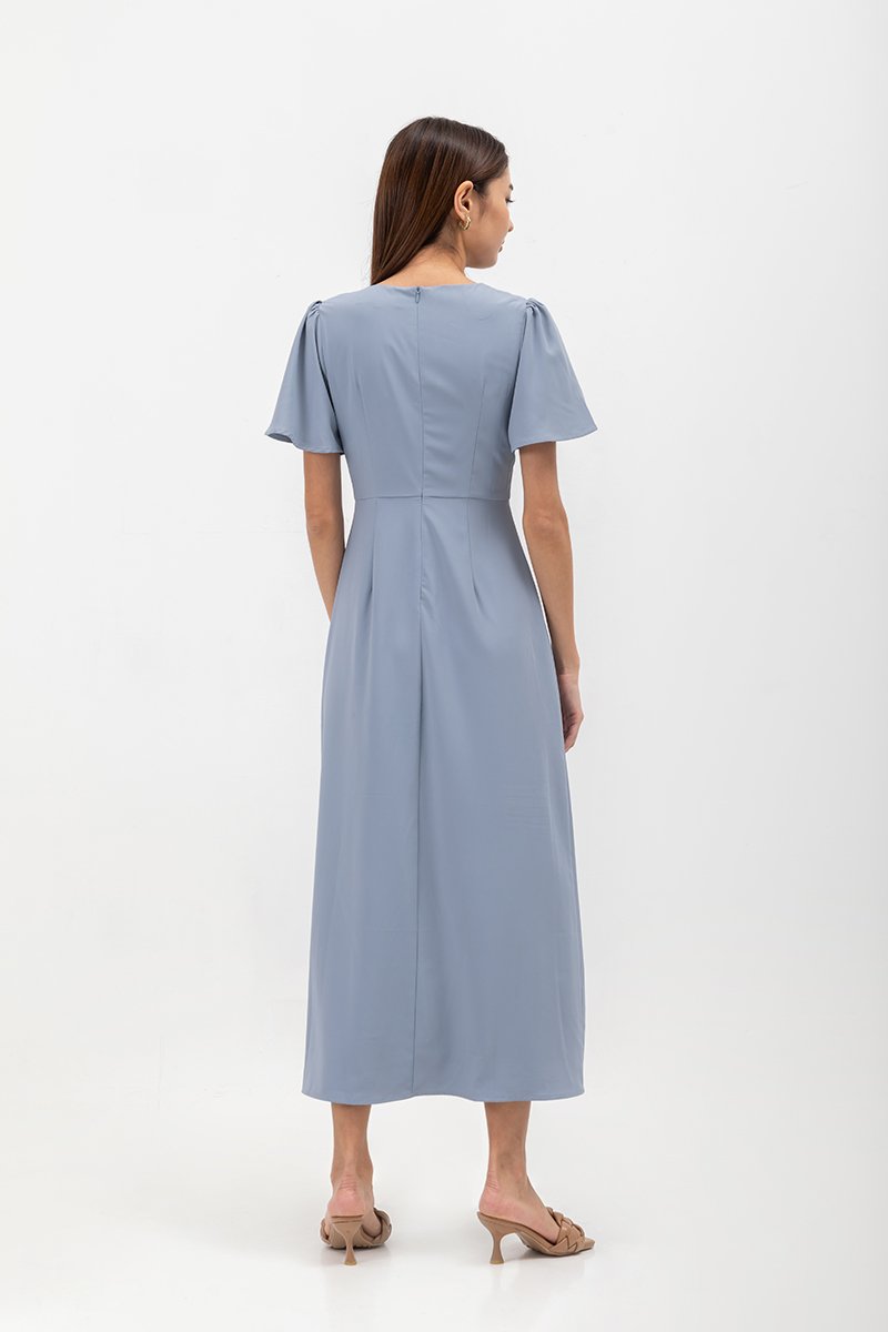 ISHA FLUTTER SLEEVE MAXI DRESS W SLIT