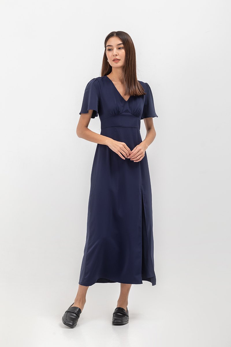 ISHA FLUTTER SLEEVE MAXI DRESS W SLIT