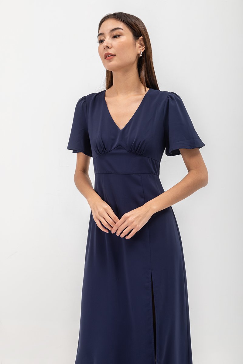 ISHA FLUTTER SLEEVE MAXI DRESS W SLIT