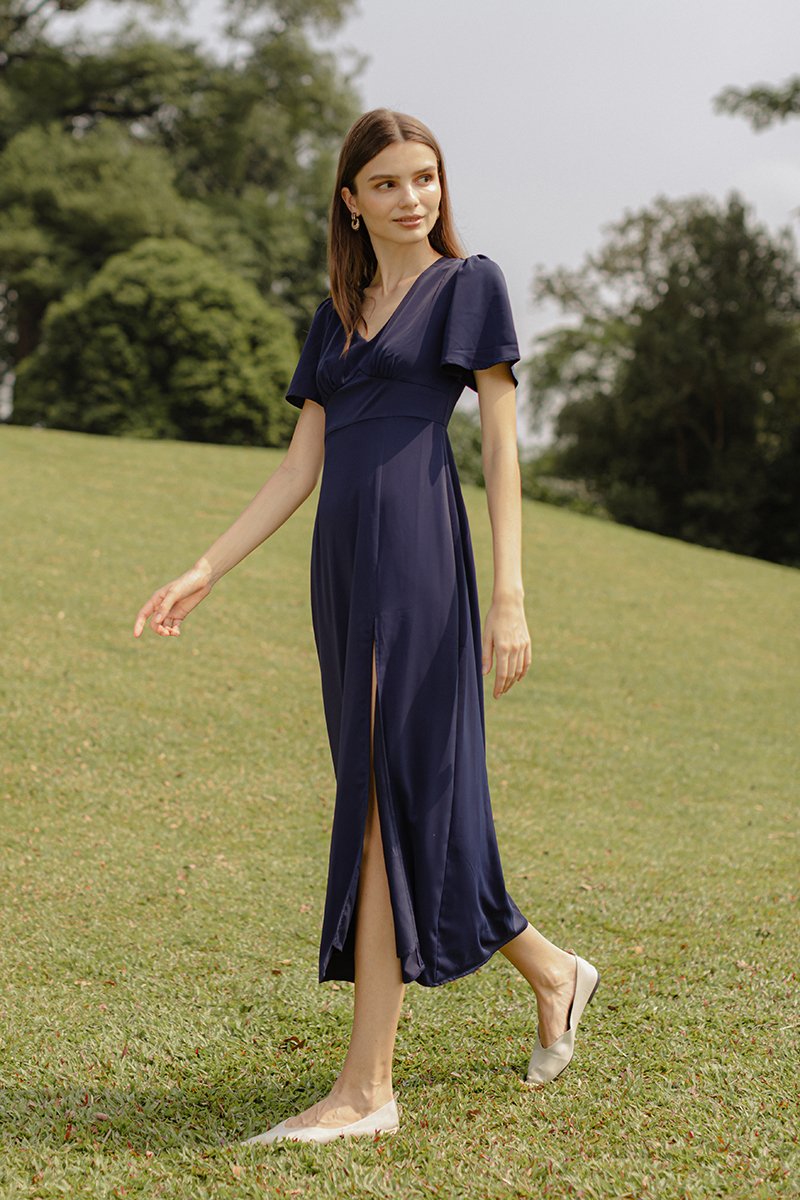 ISHA FLUTTER SLEEVE MAXI DRESS W SLIT