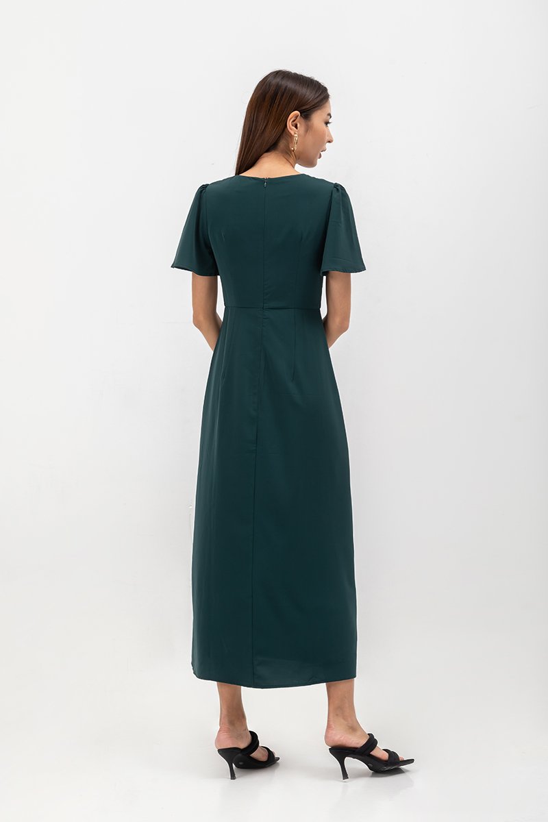 ISHA FLUTTER SLEEVE MAXI DRESS W SLIT