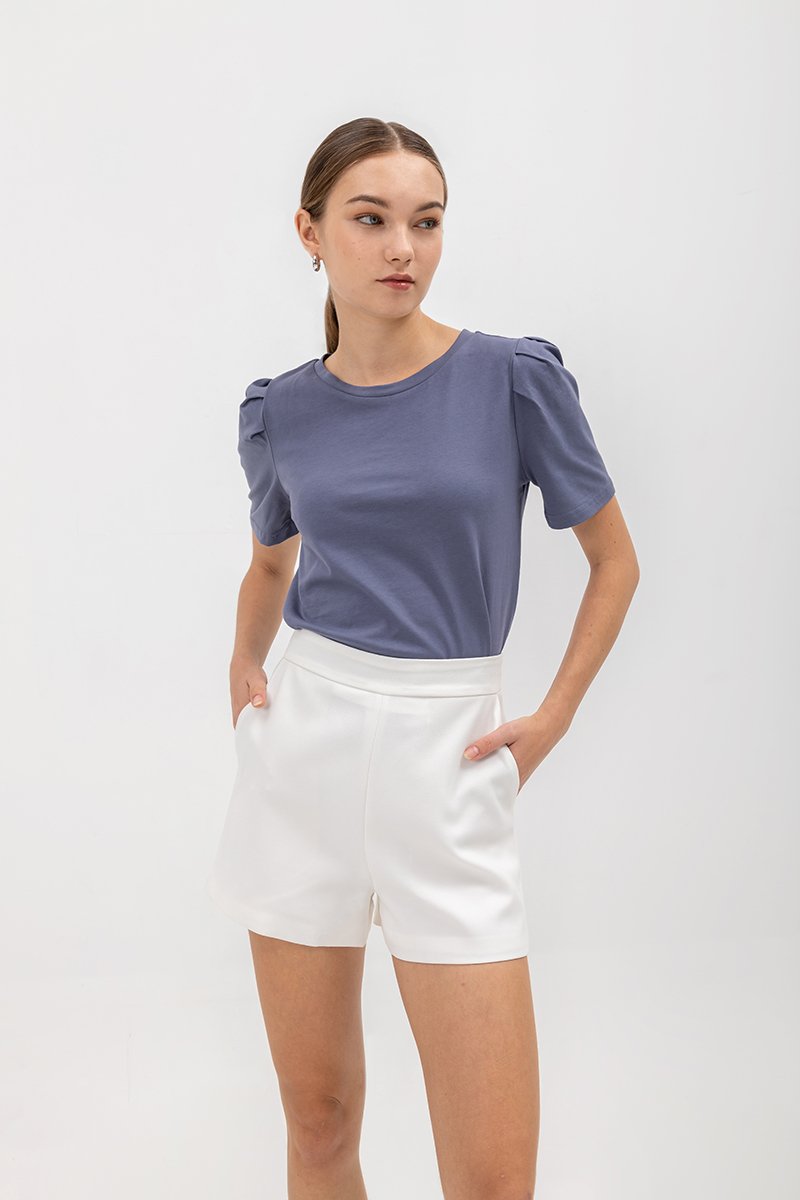 MELINA SLEEVE PLEAT JERSEY TOP