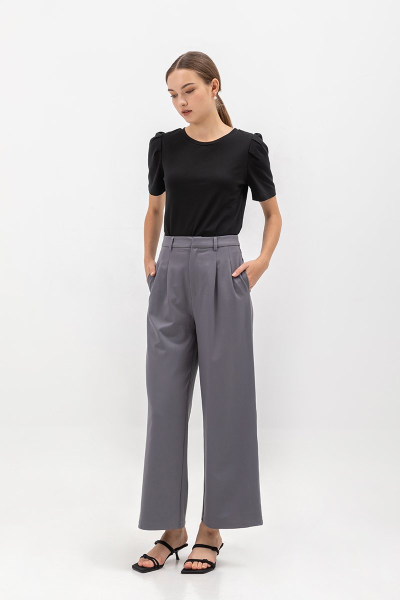 MELINA SLEEVE PLEAT JERSEY TOP