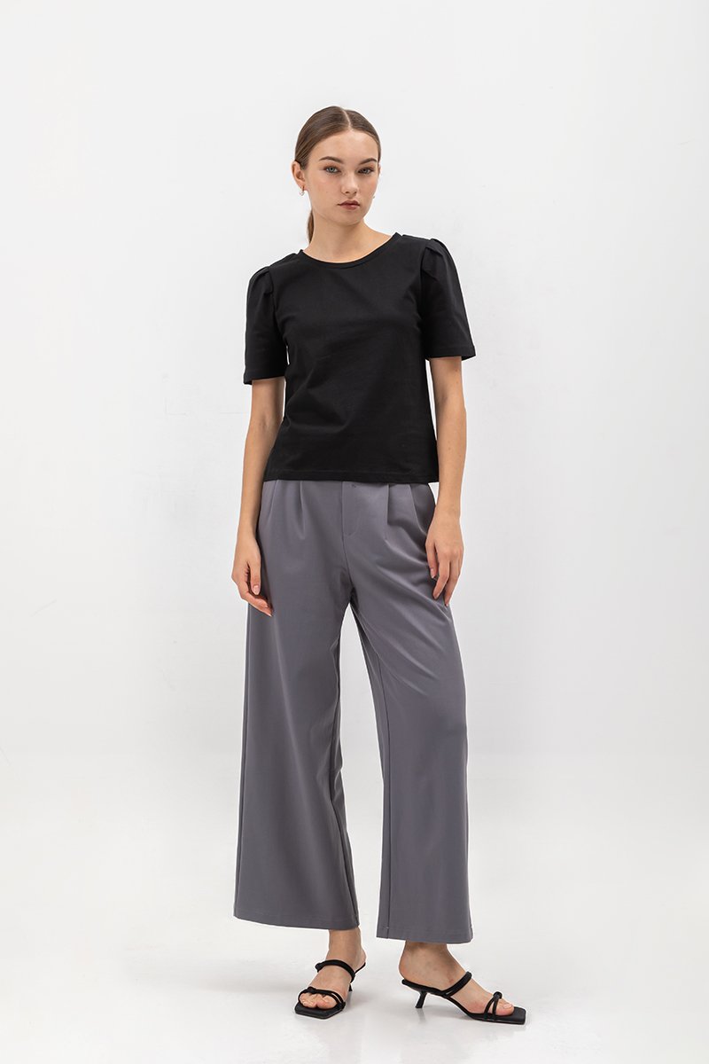 MELINA SLEEVE PLEAT JERSEY TOP