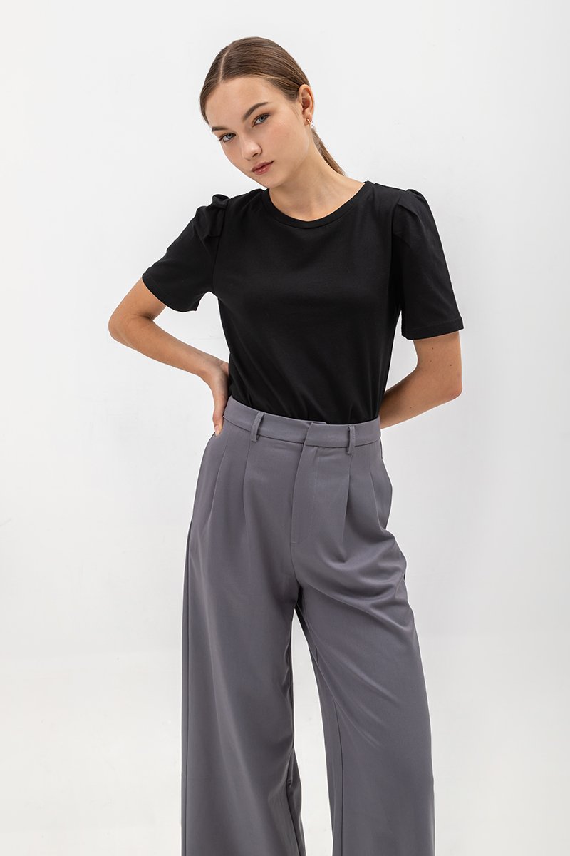 MELINA SLEEVE PLEAT JERSEY TOP
