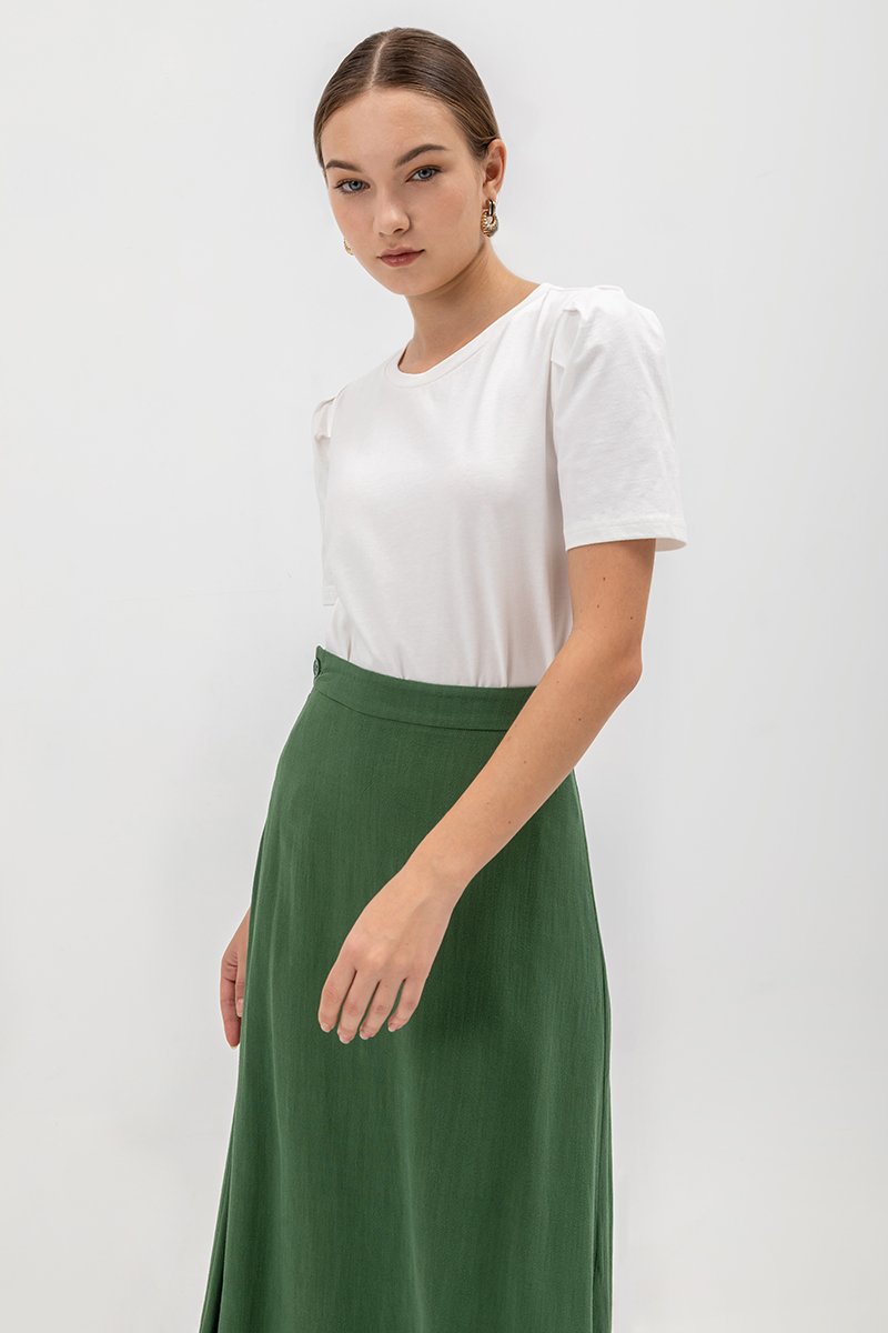 MELINA SLEEVE PLEAT JERSEY TOP