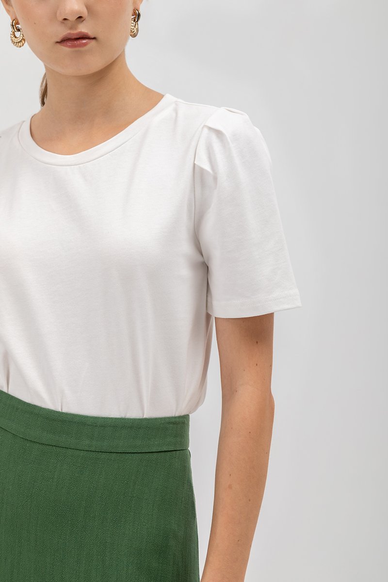 MELINA SLEEVE PLEAT JERSEY TOP