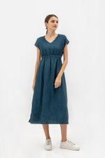 SABAELA CAP SLEEVE ELASTIC WAISTBAND MIDI DRESS SABAELA CAP SLEEVE ELASTIC WAISTBAND MIDI DRESS