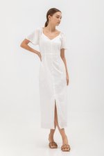 DAMITA FLUTTER SLEEVE COTTON MIDI DRESS