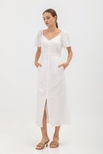 DAMITA FLUTTER SLEEVE COTTON MIDI DRESS