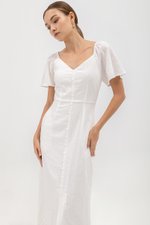 DAMITA FLUTTER SLEEVE COTTON MIDI DRESS