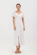 DAMITA FLUTTER SLEEVE COTTON MIDI DRESS