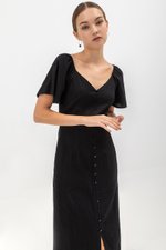 DAMITA FLUTTER SLEEVE COTTON MIDI DRESS