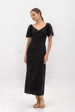 DAMITA FLUTTER SLEEVE COTTON MIDI DRESS