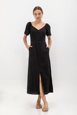 DAMITA FLUTTER SLEEVE COTTON MIDI DRESS