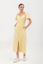 DAMITA FLUTTER SLEEVE COTTON MIDI DRESS