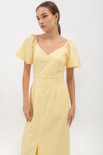 DAMITA FLUTTER SLEEVE COTTON MIDI DRESS