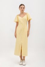 DAMITA FLUTTER SLEEVE COTTON MIDI DRESS