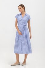 MAE COLLARED STRIPED DRESS W BELT