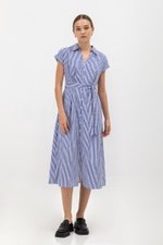 MAE COLLARED STRIPED DRESS W BELT